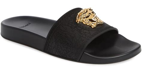 palazzo medusa slide sandal versacechiali versace uomo 2019|Versace: Black Palazzo Slides .